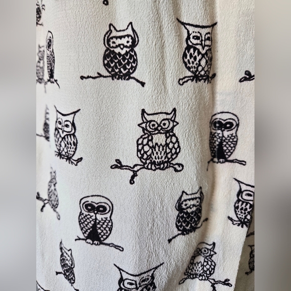PORRIDGE ANTHROPOLOGIE Cream Owl Print Button-Up Shirt. Size Small - Picture 7 of 13